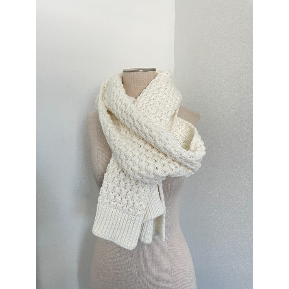 Dillards Cable Knit Casual Preppy Oversize Cozy Boho Knit Cream Fisherman 78"x11